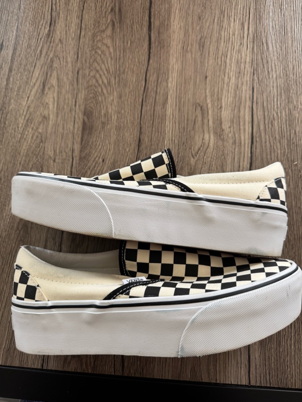 Vans Platform Checkerboard Slip-On - Black & Cream - Picture 2 of 5